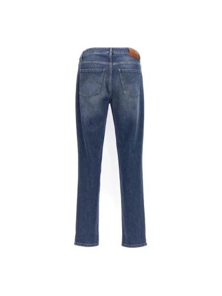 Jeansy Brunello Cucinelli z logo niebieskie