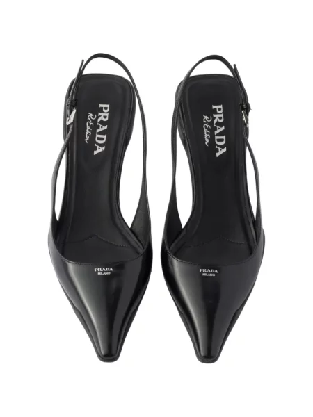 Pantofi cu toc Prada din piele slingback negru