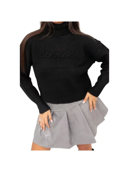Sweter z golfem John Richmond wełniany czarny