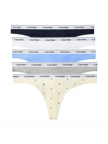 Calvin Klein Underwear Tangá námornícka modrá / pastelovo žltá biela sivá