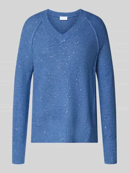 Sweter o kroju regular fit z dekoltem w serek Jake*s Collection błękitny