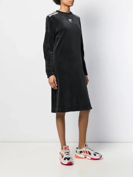 Długa sukienka maxi Adidas garniturowa z autografem czarna