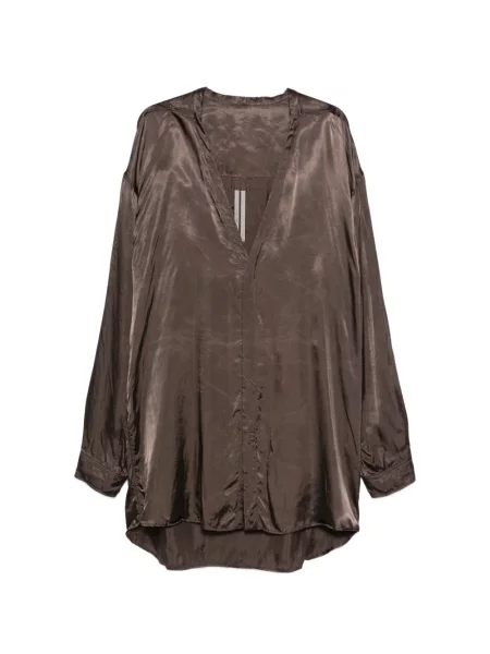 Риза Rick Owens с V-образно деколте кафяво