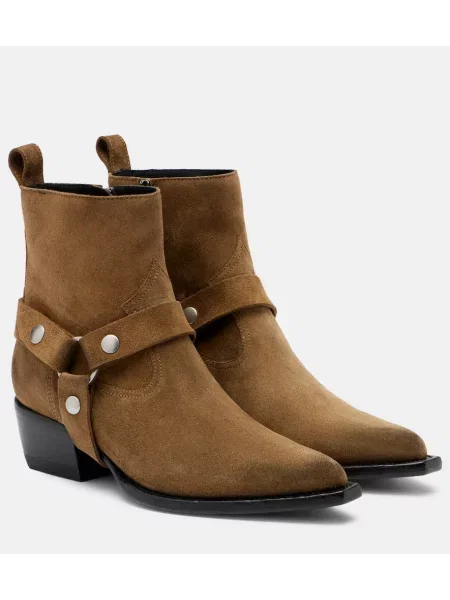 Botine Golden Goose din piele de căprioară cowboy verde