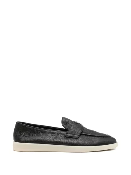 Pantofi loafer Prada cu autograf negru