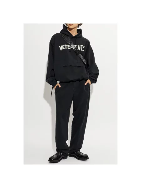 Vetements Tape Logo bluza z kapturem czarna