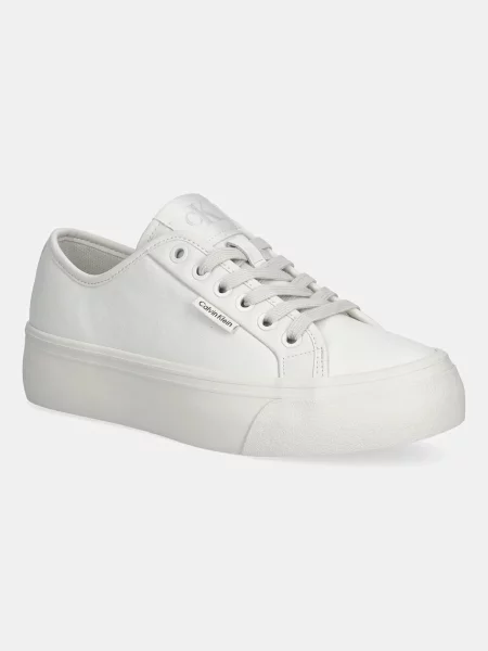 Calvin Klein sneakers VULC FLATF LACE UP LTH CK alb