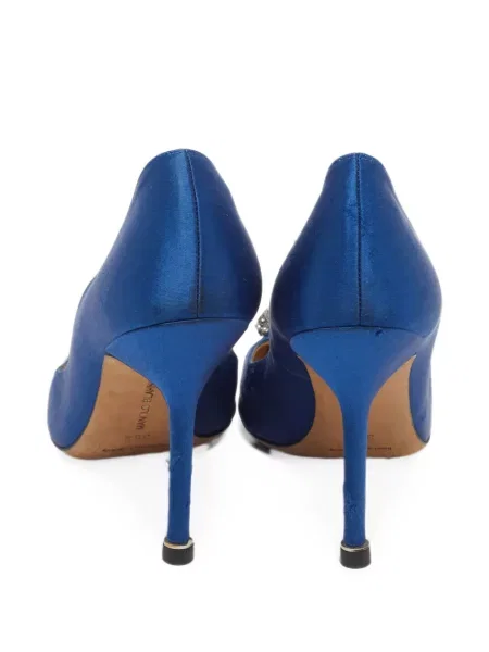 Pantofi cu toc Manolo Blahnik cu cataramă albastru