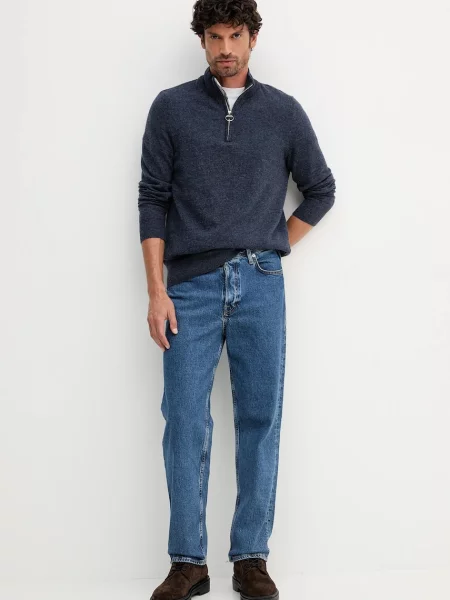 Вовняний светр Barbour WATERBURY півгольф синій