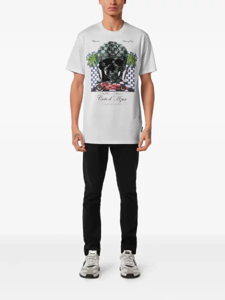 Marškinėliai Philipp Plein akmenys balta