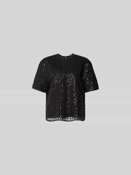 T-shirt o kroju oversized z ozdobnymi kamieniami Rotate czarna