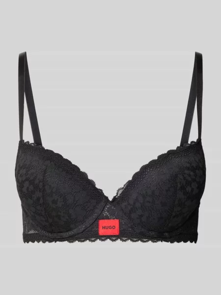 Biustonosz z obszyciem koronką model SAVANA PUSH-UP' Hugo czarny