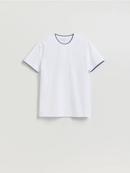 Reserved Tricou regular fit cu conținut ridicat de mercerizat alb