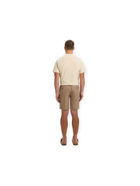 Lněné lněné kraťasy Selected hnědé