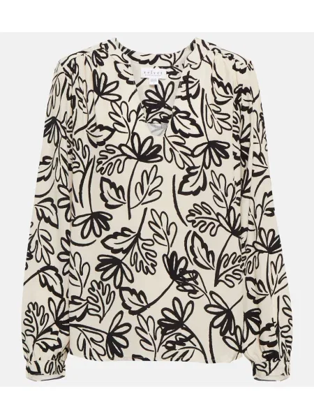 Bluză Velvet de catifea cu imagine alb