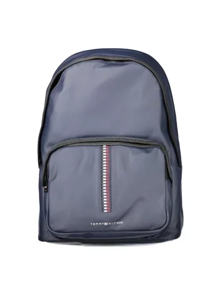Lniany plecak Tommy Hilfiger niebieski