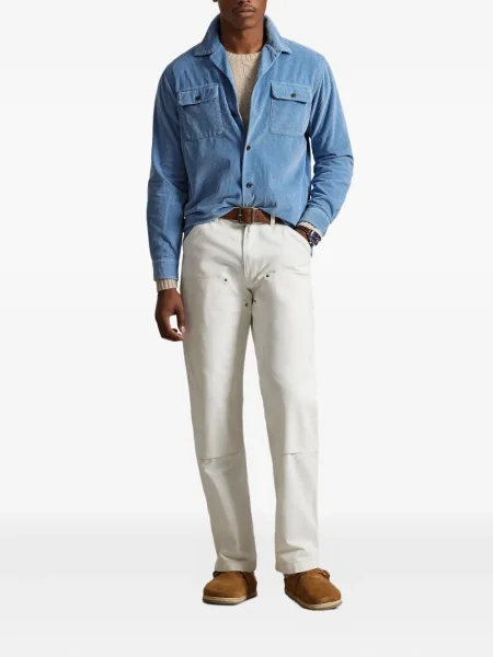 Dlouhá pruhovaná s límcem kšiltovka Polo Ralph Lauren modrá