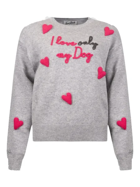 Pulover Mc2 Saint Barth cu motiv cu inimi gri