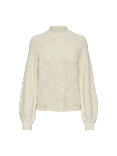 ONLY Swetry Kobieta M Wysoki Kołnierz Detal biały