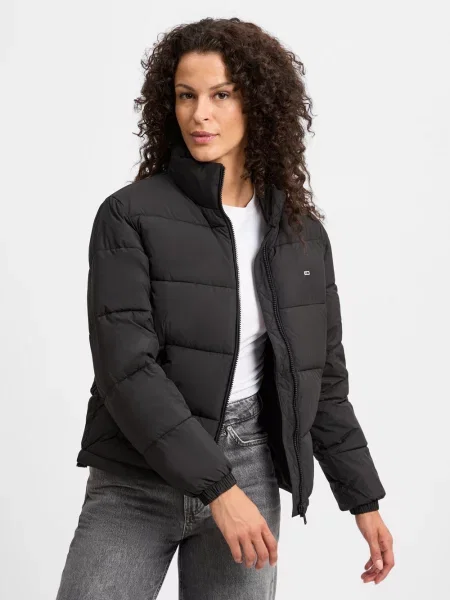 Tommy Jeans kurtka pikowana Kobiety Sztuczne włókno jednolity S czarny