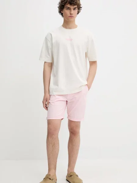 HOLLISTER Tričko staroružová / biela béžová