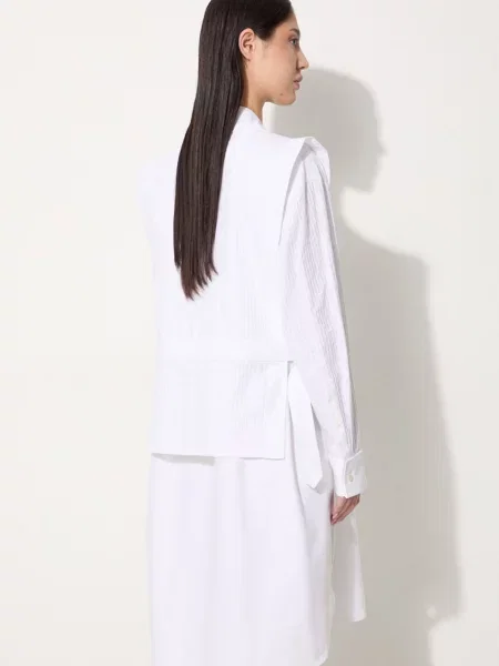 Kenzo rochie din Oxford Knee Shirting Dress alb