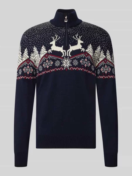 Sweter z dzianiny o kroju regular fit z czystej wełny model Dale' Dale Of Norway granatowy