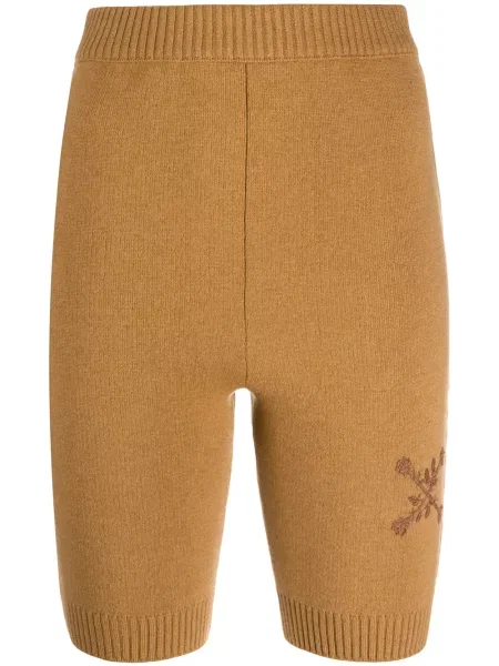 Pantaloni scurți Off-white cu broderie cu model floral tricotate alb