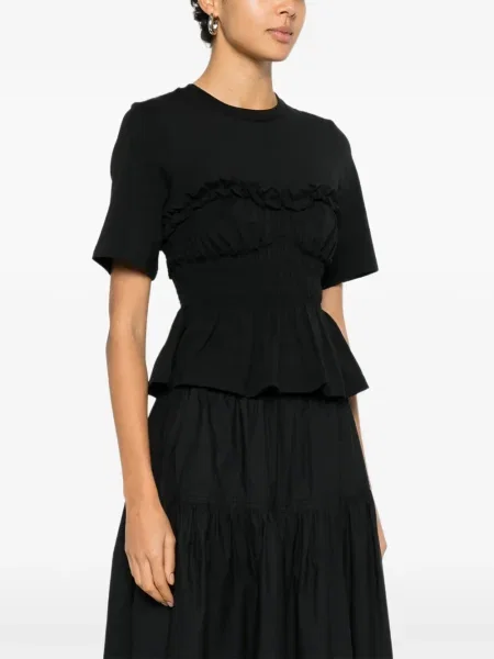 Top Cecilie Bahnsen cu volane negru
