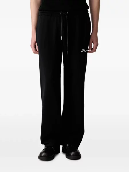 Pantaloni Off-white cu imagine alergare cu cordon alb