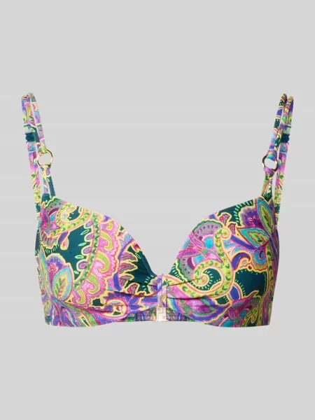 Góra od bikini z nadrukiem paisley na całej powierzchni model Lise' Marie Jo fioletowe