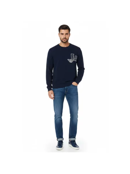 Bluza Emporio Armani z logo niebieska