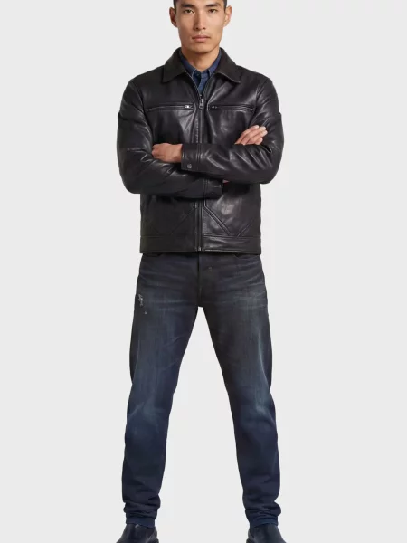 Шкіряна куртка G-star Raw чорна