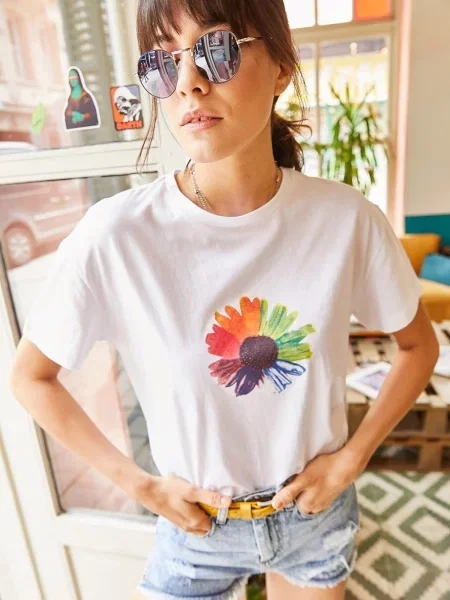 Olalook Tričko zelená / oranžová / červená biela