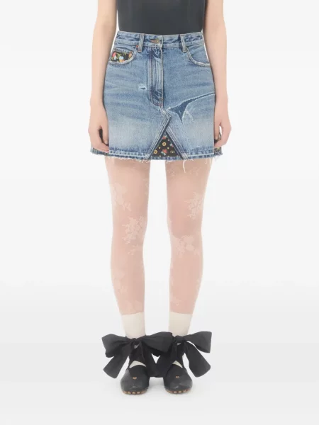 Fustă din denim Valentino Garavani scurtă albastru