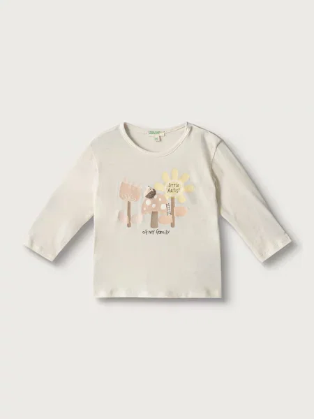United Colors of Benetton tričko s dlhým rukávom dojčenské béžová