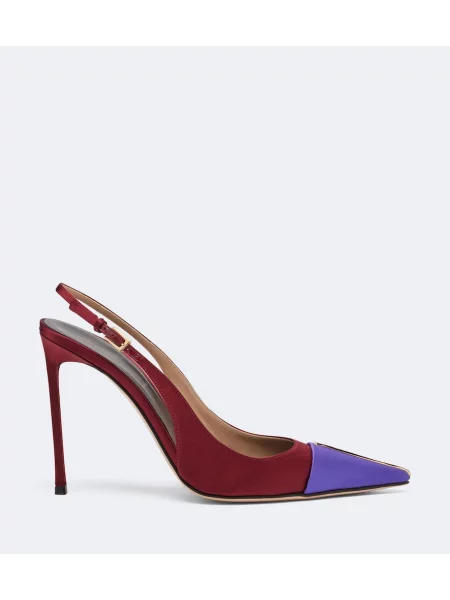 Pantofi cu toc Tom Ford din satin slingback violet
