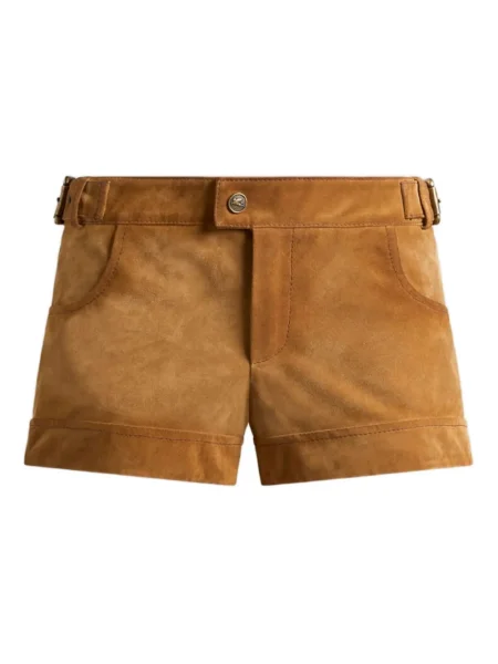 Pantaloni scurți Etro din piele de căprioară maro