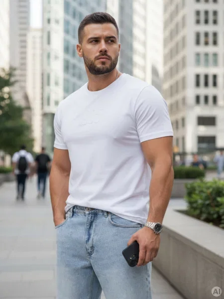 T-shirt z nadrukiem Dstreet biały