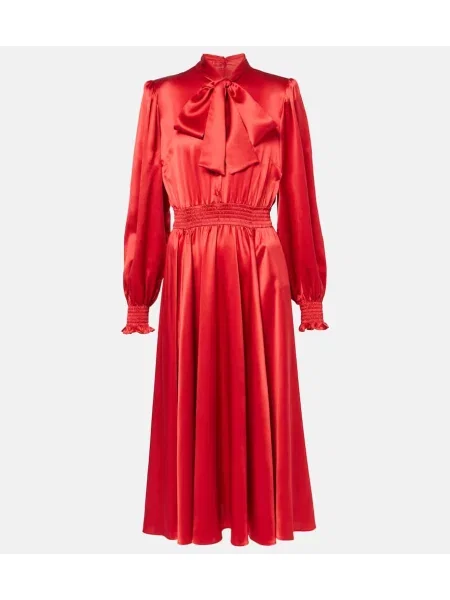 Satynowa sukienka koszulowa Dolce&gabbana garniturowa czerwona