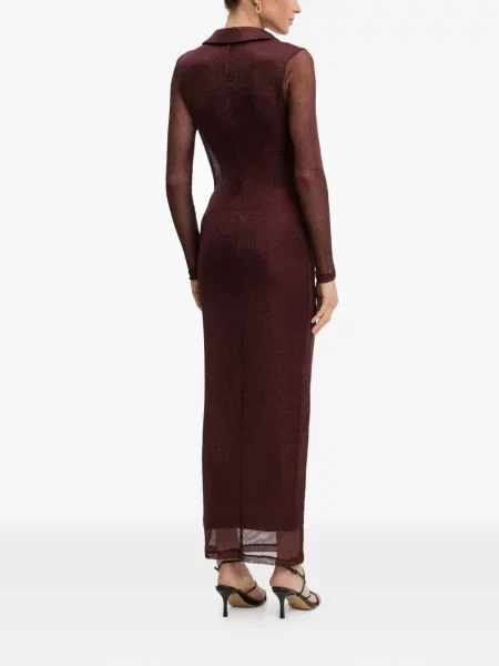 Rochie maxi Bardot lungă de costum roșu