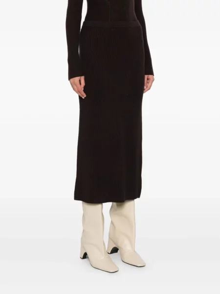 Fustă midi Twinset tricotate până la genunchi maro