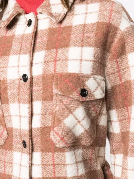 Palton Woolrich în carouri cu imagine maro