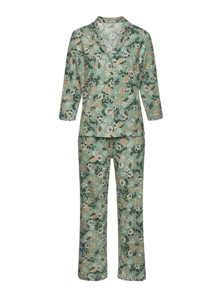 VIVANCE Pijama oliv / verde închis / portocaliu deschis alb