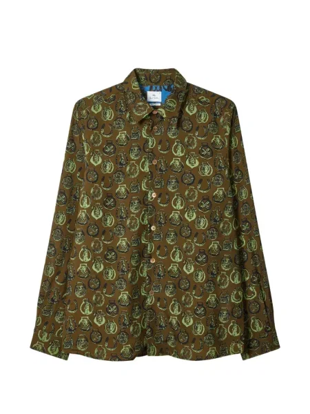 Риза Ps Paul Smith с абстрактен десен кафяво