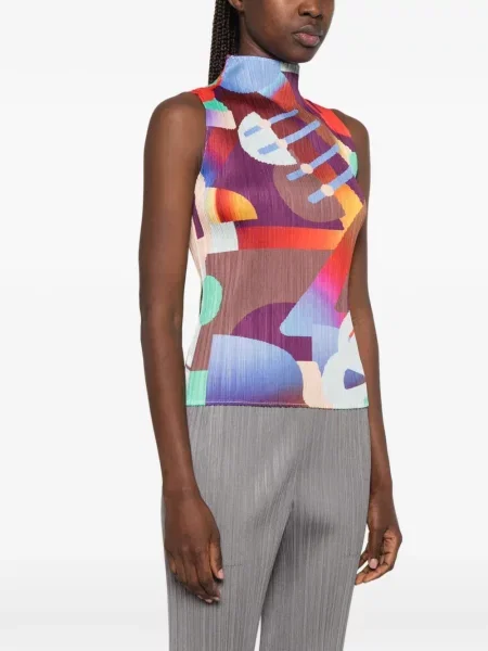 Μπλούζα Pleats Please Issey Miyake με σχέδιο με αφηρημένο print μπλε