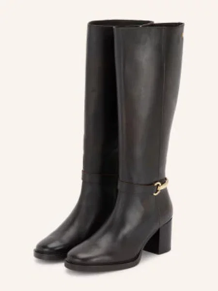 Kozačky Tommy Hilfiger Th Stud Heel Riding Knee Boot Tmavě hnědá