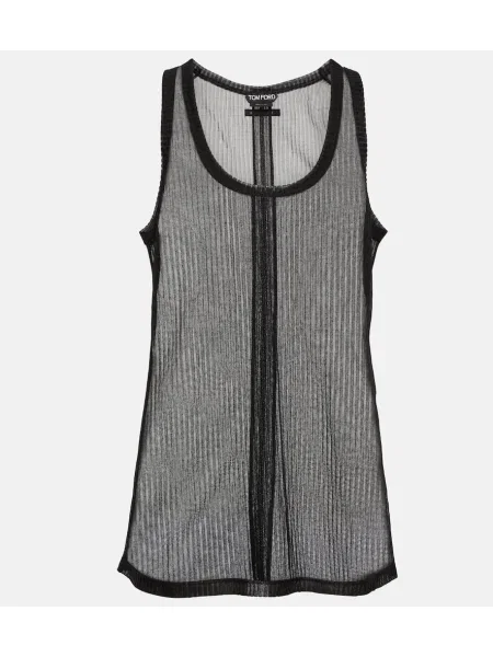 Top Tom Ford transparente din jerseu negru