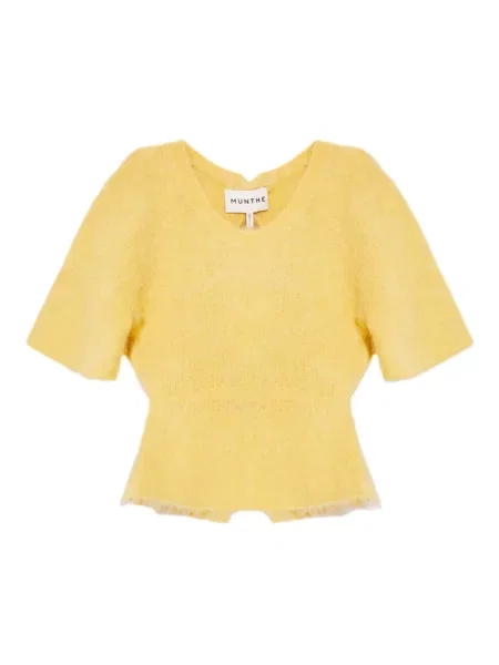 Tricou Munthe cu funde tricotate galben