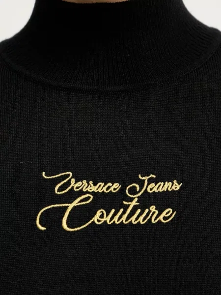 Шерстяной легкий свитер Versace Jeans Couture черный